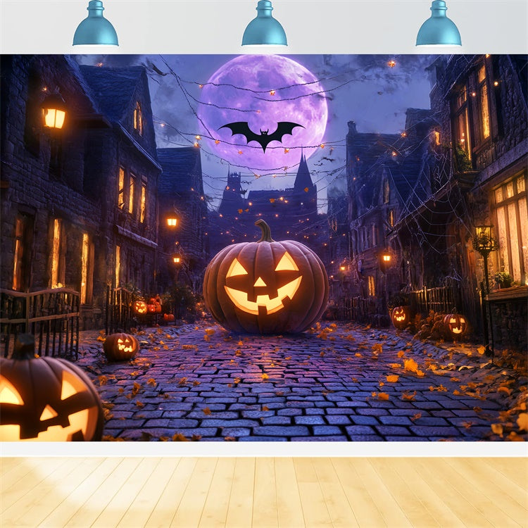 Halloween Photo Backdrop Giant Pumpkin Lane Backdrop UK LXX58-48