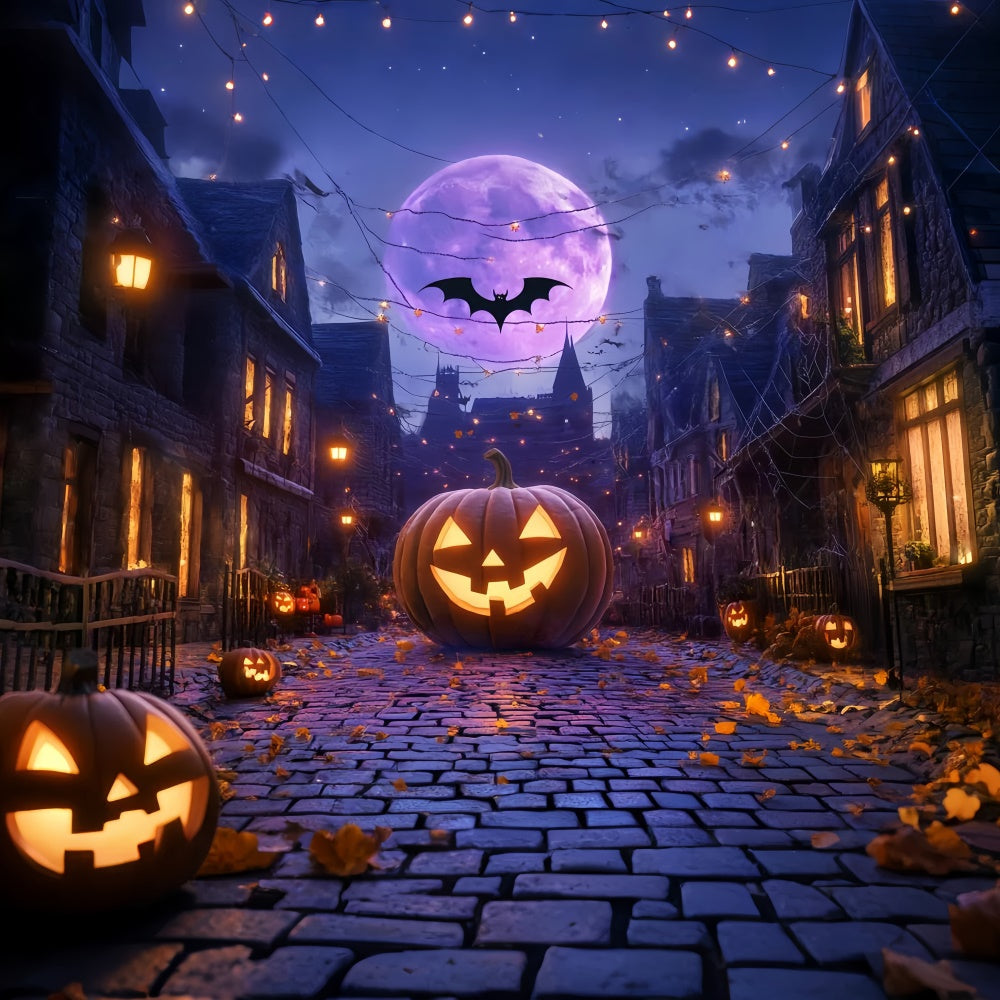 Halloween Photo Backdrop Giant Pumpkin Lane Backdrop UK LXX58-48