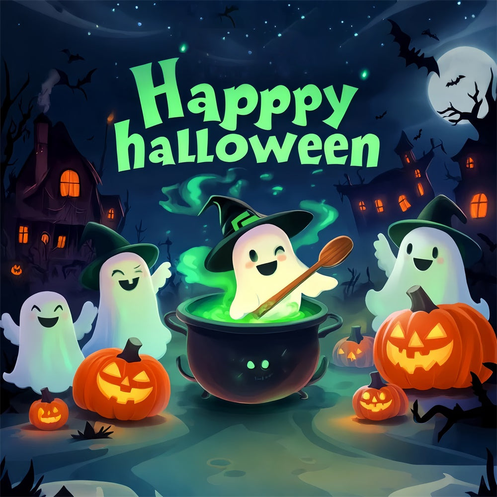 Cute Halloween Backdrop Ghost Cartoon Cheer Backdrop UK LXX58-7