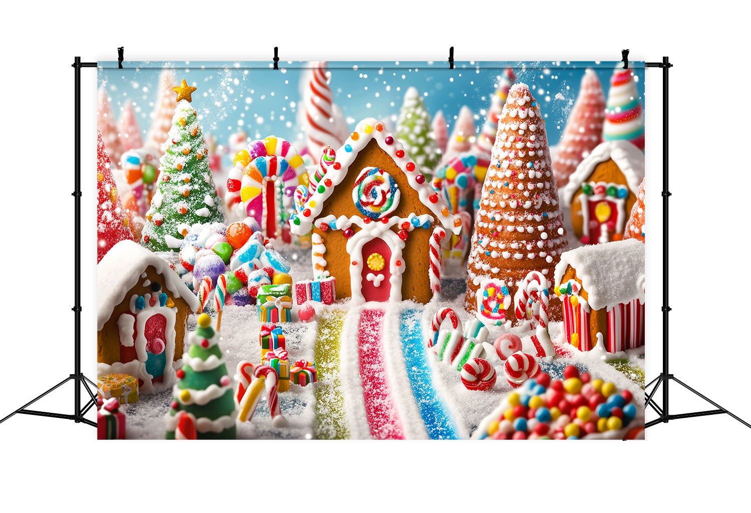 Candyland Christmas Backdrop Candyland Gingerbread Village Scene Christmas Backdrop ideas UK LXX58-90