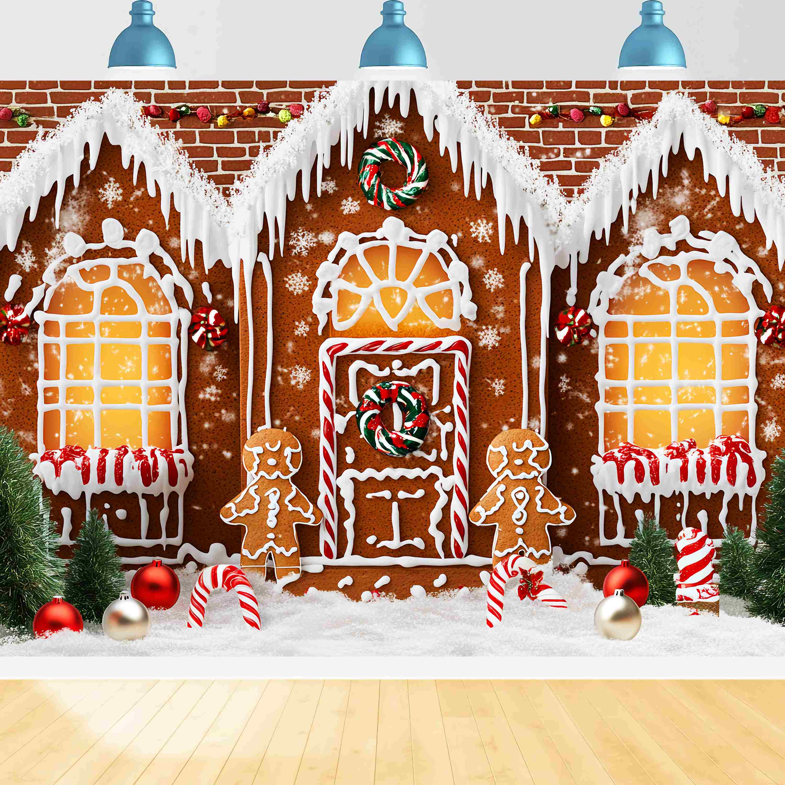 Candyland Christmas Backdrop Candy Frost Gingerbread House Christmas Backdrops for Photos UK LXX58-91