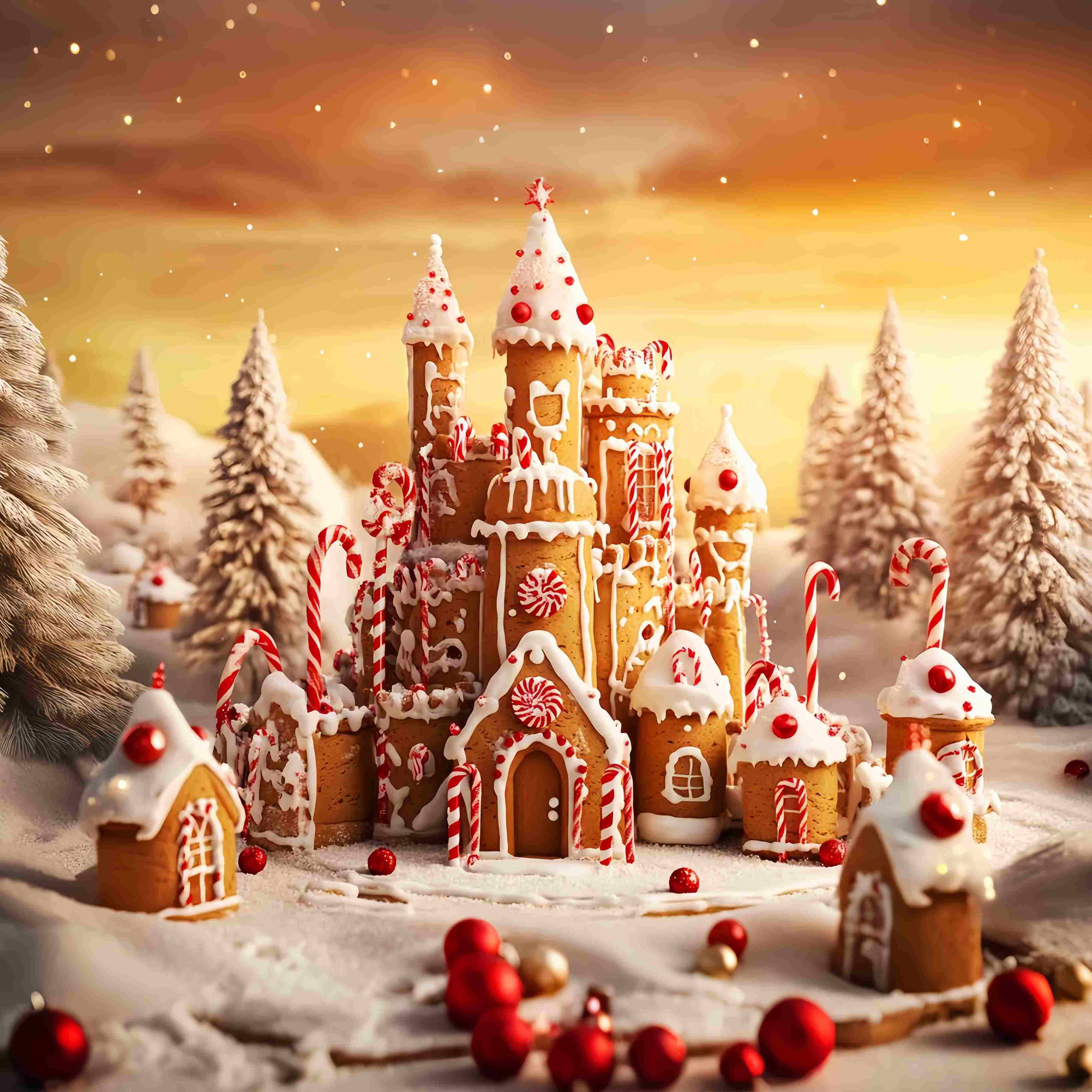 Candyland Christmas Backdrop Gingerbread Castle Wonderland Christmas Backdrops Sale UK LXX58-94