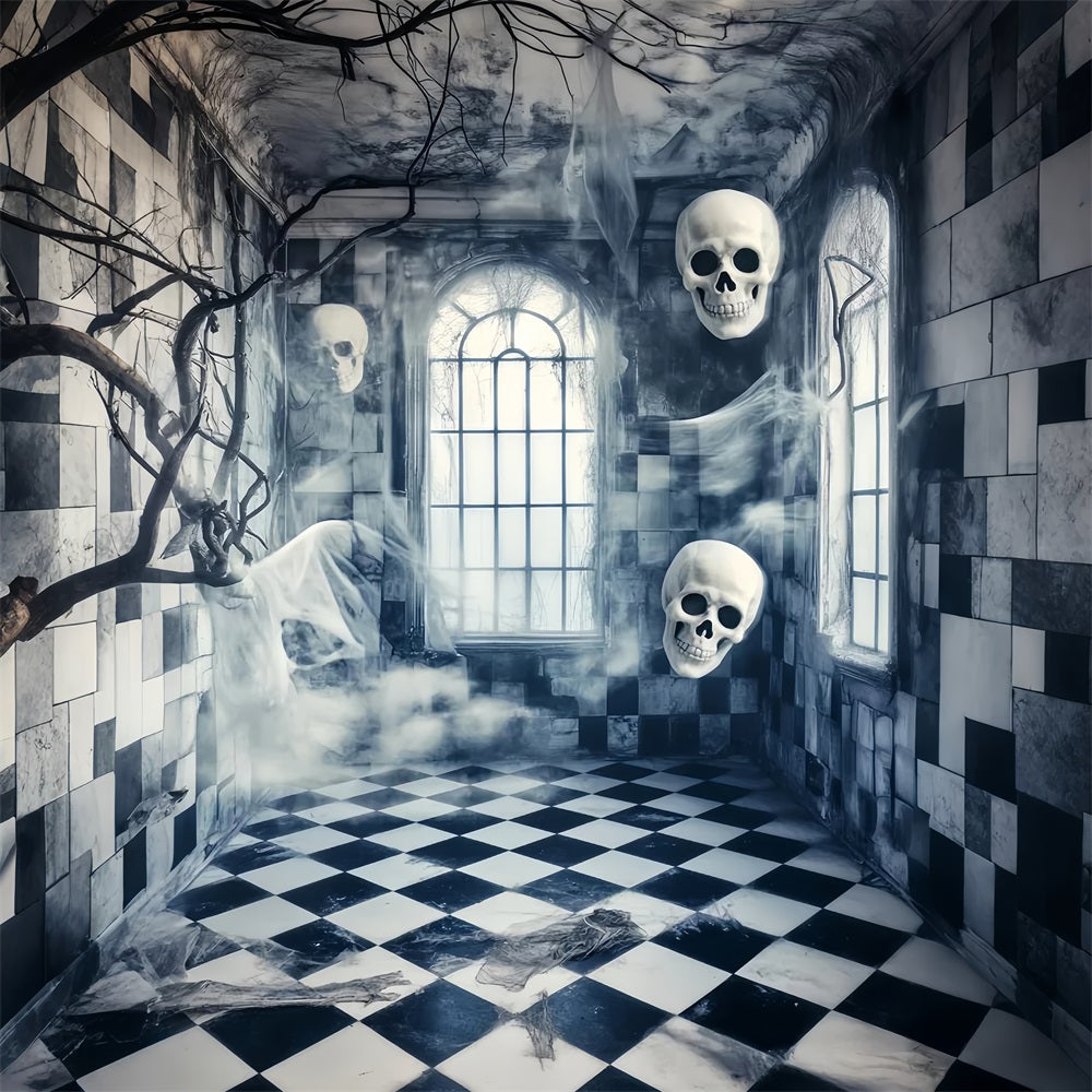 Haunted Forest Backdrop Floating Skulls Corridor Spooky Halloween Backdrop UK LXX59-116