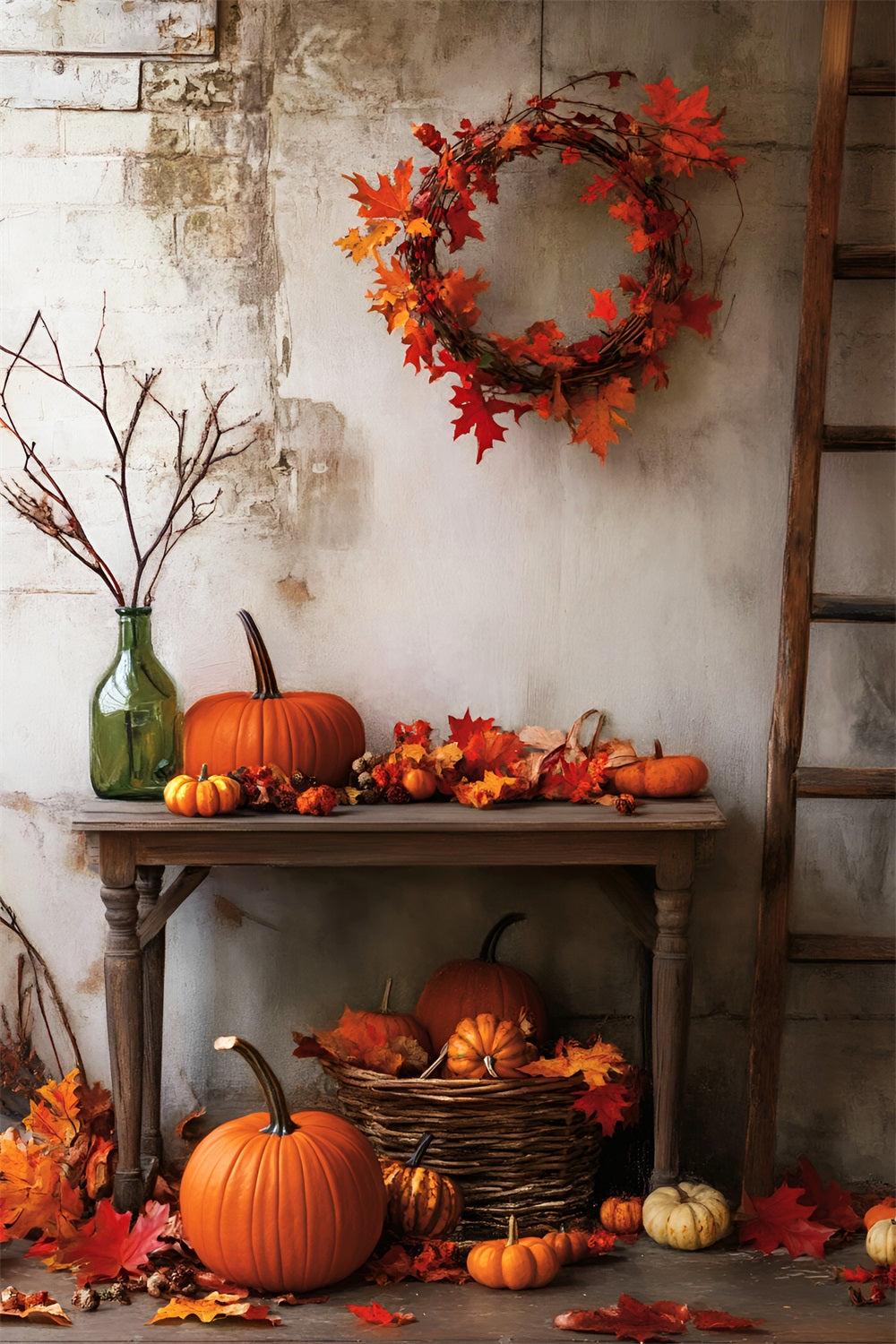 Halloween Color Backdrop Rustic Pumpkin Autumn Arrangement Halloween Backdrop Ideas UK LXX59-149