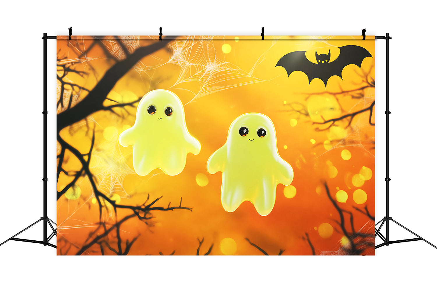 Halloween Color Backdrop Cute Glowing Ghosts Illustration Halloween Photo Backdrops UK LXX59-150