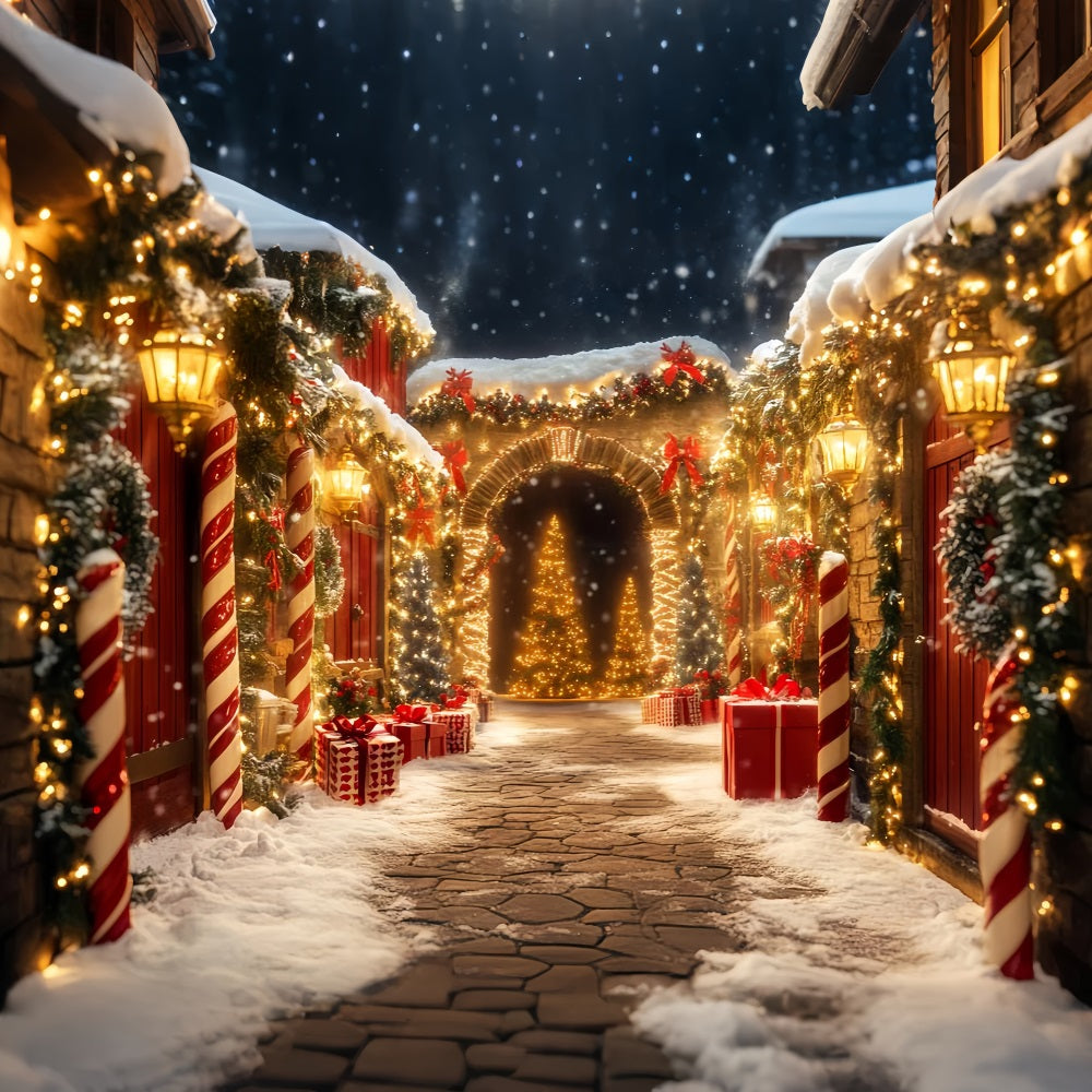 Candyland Backdrop Candy Cane Village Pathway Lights Christmas Backdrops Sale UK LXX59-167