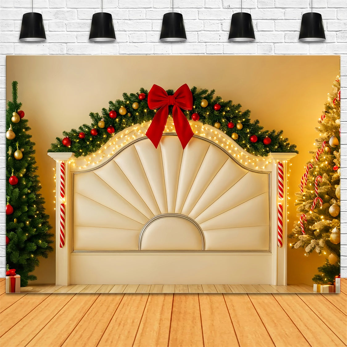 Headboard Backdrop Festive Garland Candy Cane Glow Christmas Backdrops UK LXX59-182