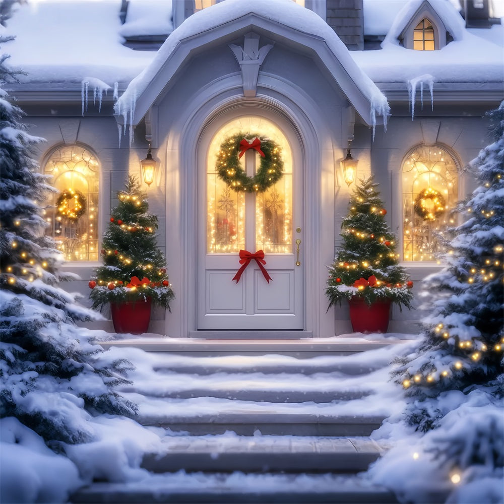 Christmas Church Backdrop Festive Doorway Wreath Lights Christmas Backdrops Sale UK LXX59-187