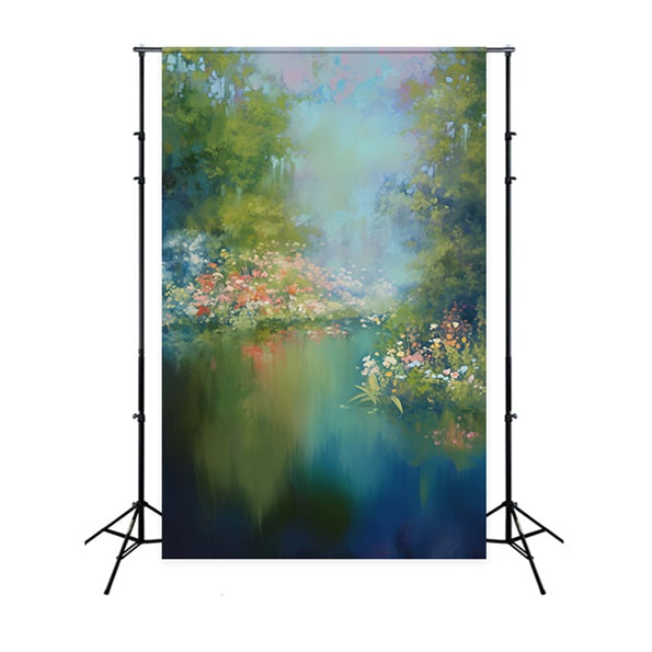 Abstract Painting Flower Backdrop Impressionist Garden Bloom Colors Dance Backdrop UK LXX59-20