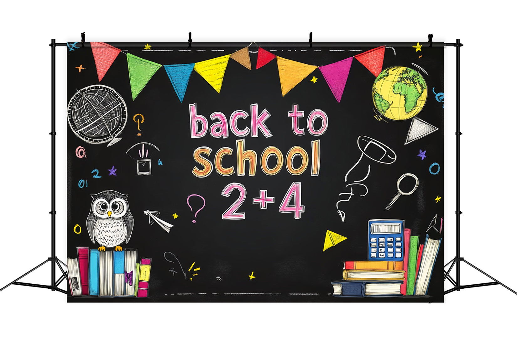 Back To School Backdrop Colorful Chalkboard Math Symbols School Picture Backdrop UK LXX59-205