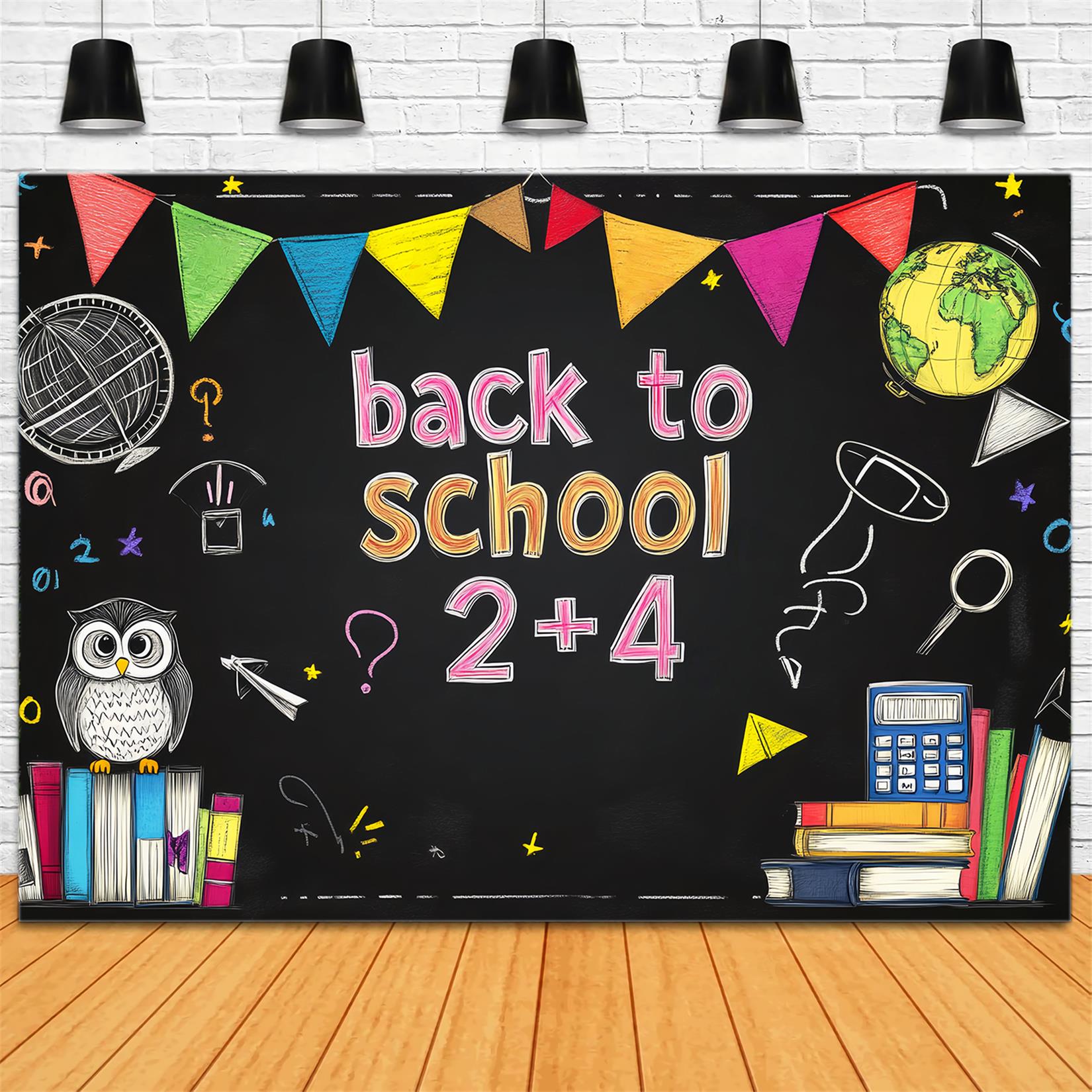 Back To School Backdrop Colorful Chalkboard Math Symbols School Picture Backdrop UK LXX59-205