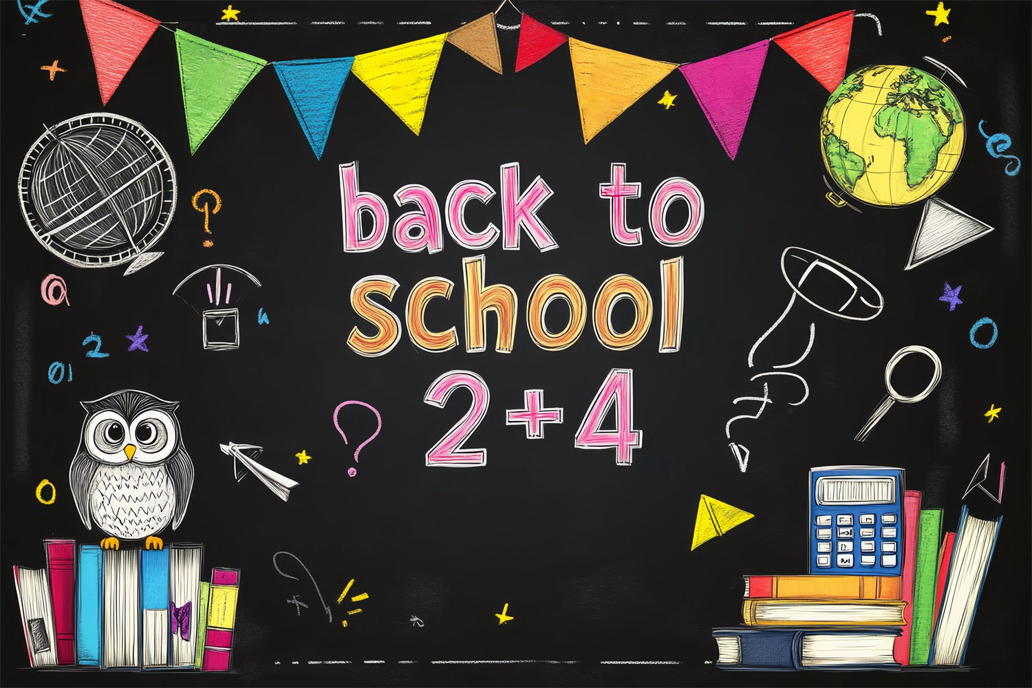 Back To School Backdrop Colorful Chalkboard Math Symbols School Picture Backdrop UK LXX59-205