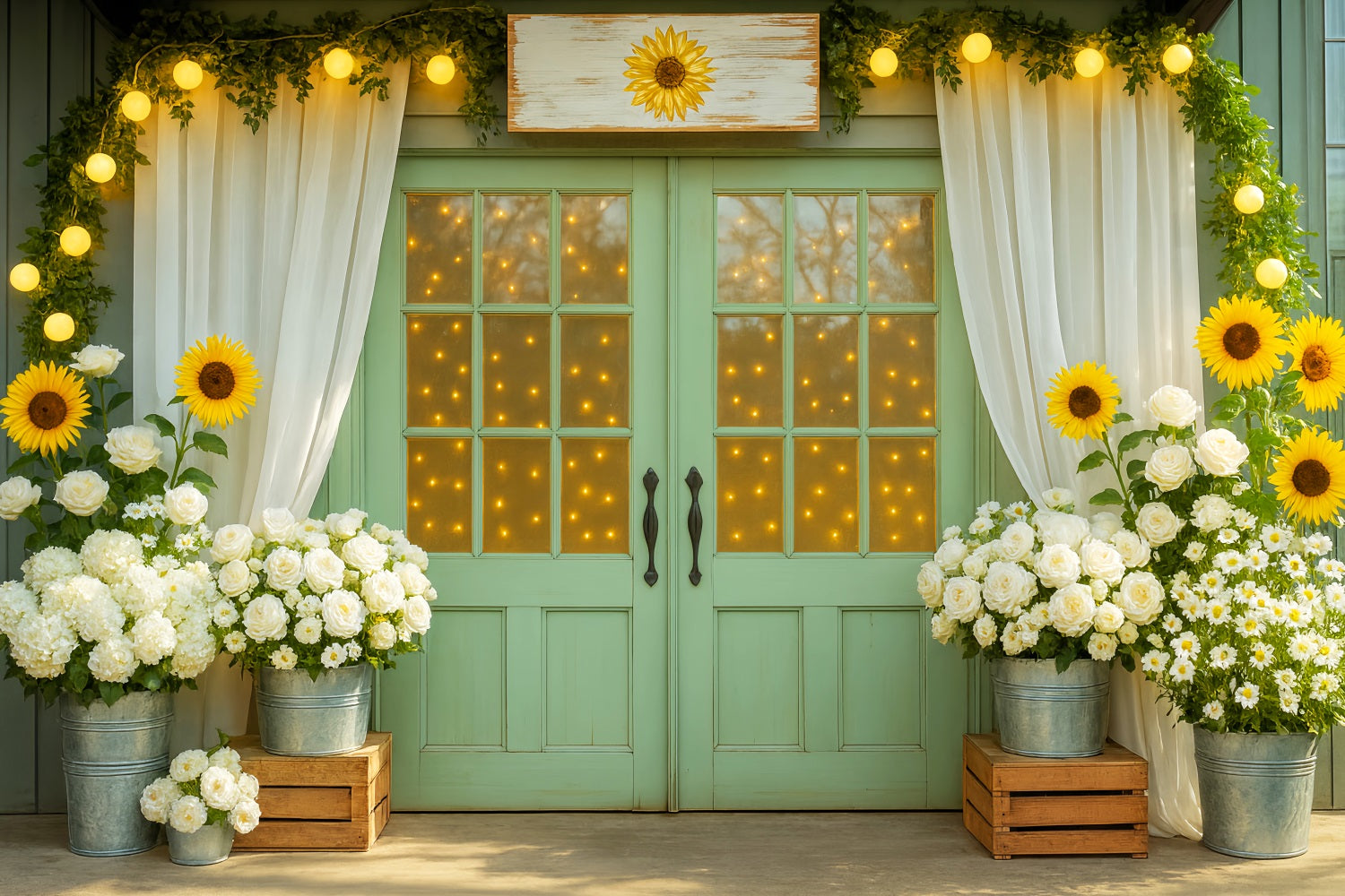 Fall Backdrop Sunflower Glow Doorway Decor Fall Photography Backdrops UK LXX59-264