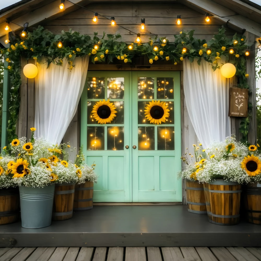 Fall Backdrop Golden Sunflower Lantern Entrance Autumn Fall Backdrop UK LXX59-265