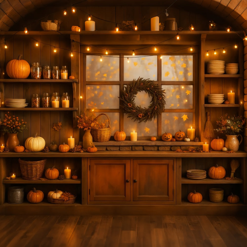 Kitchen Backdrop Warm Autumn Glow Kitchen Window Fall Photo Backdrop UK LXX59-274
