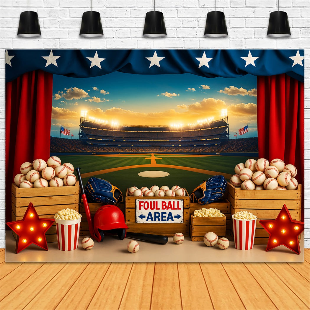 Baseball Backdrop Baseball Stadium Popcorn Lights Sports Backdrop UK LXX59-298