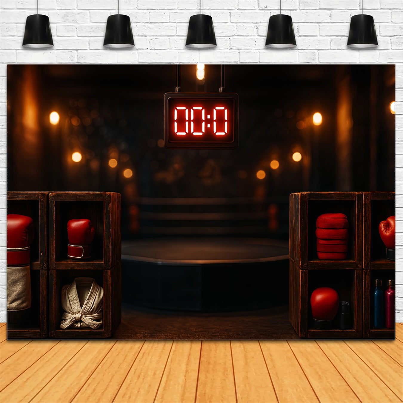 Sports Backdrop Boxing Ring Countdown Moment Sports Backdrops for Photography UK LXX59-301