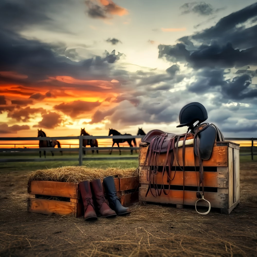 Sports Backdrop Equestrian Sunset Riding Gear Sports Backdrops UK LXX59-312