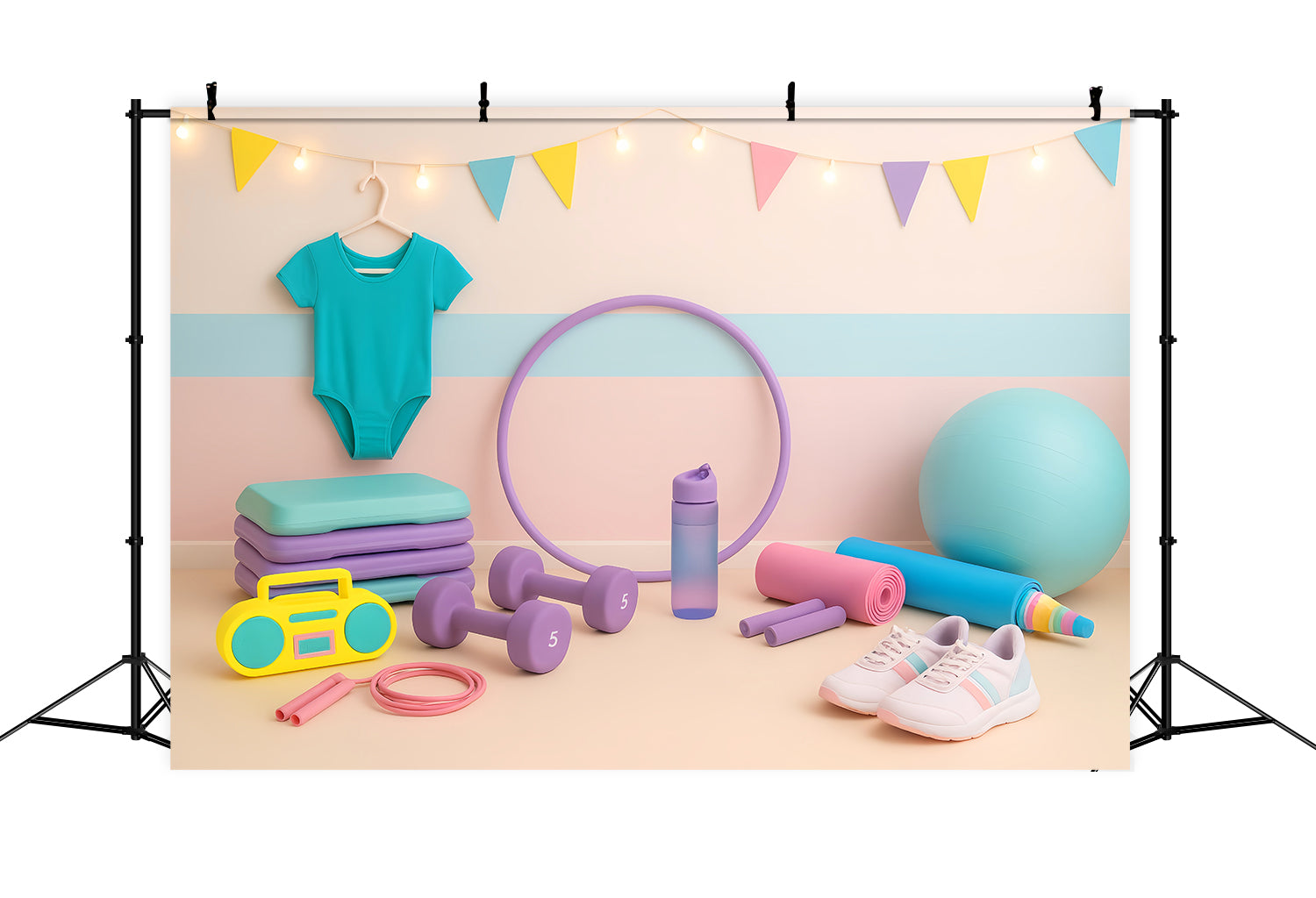Sports Backdrop Colorful Gymnastics Fitness Props Sports Backdrops for Photography UK LXX59-315