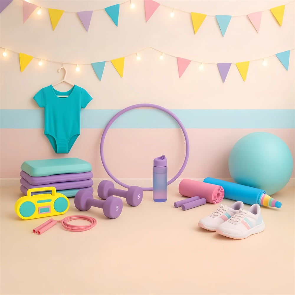 Sports Backdrop Colorful Gymnastics Fitness Props Sports Backdrops for Photography UK LXX59-315
