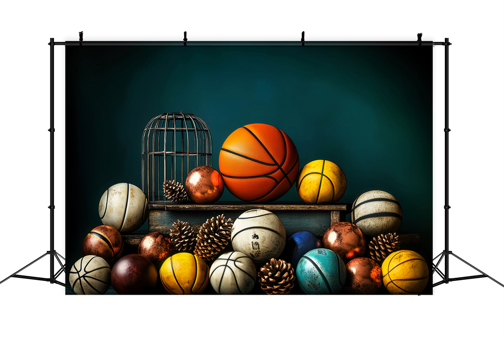 Sports Backdrop Basketball Variety Pinecones Display Basketball Backdrops UK LXX59-316