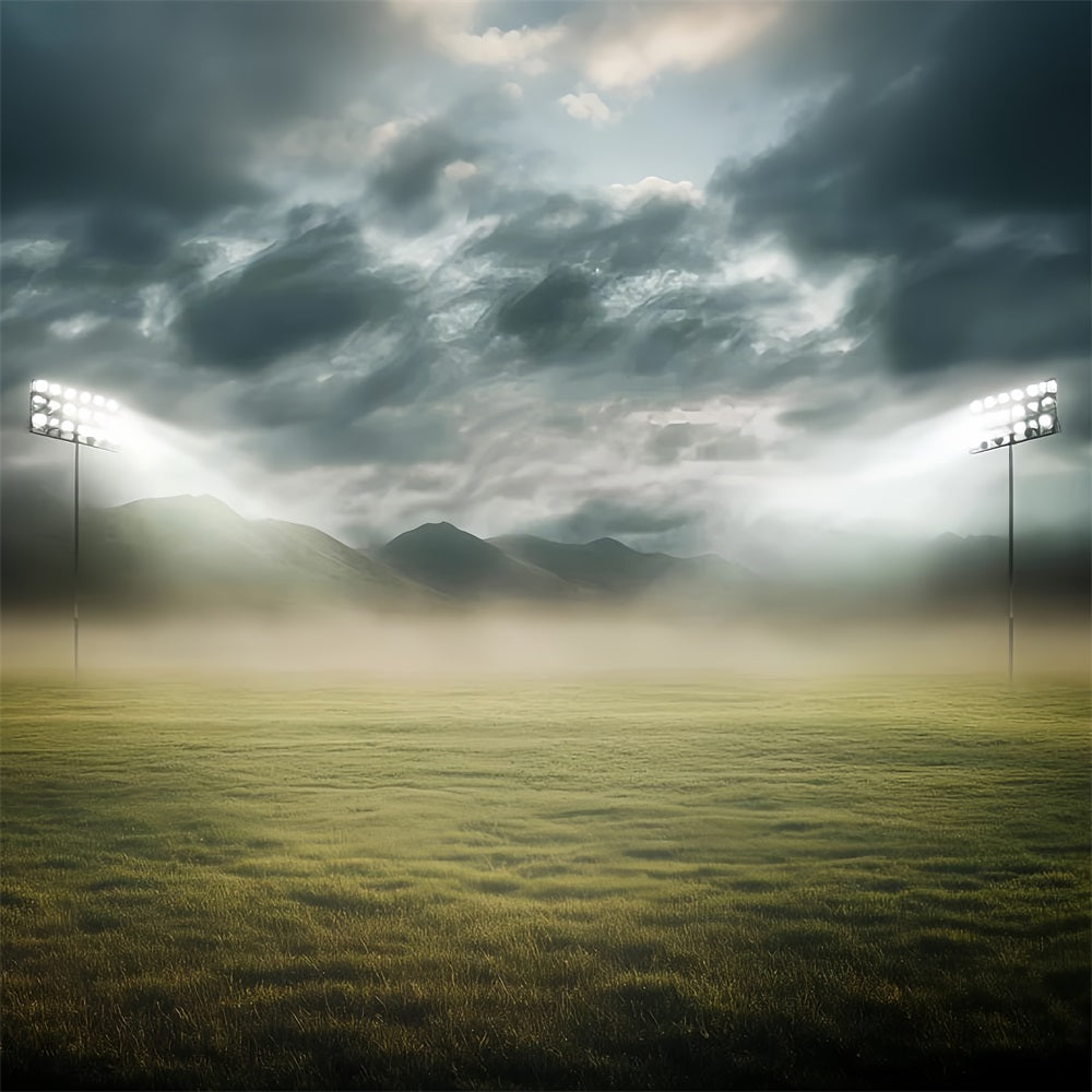 Sports Backdrop Floodlit Foggy Stadium Field Football Stadium Backdrop UK LXX59-324