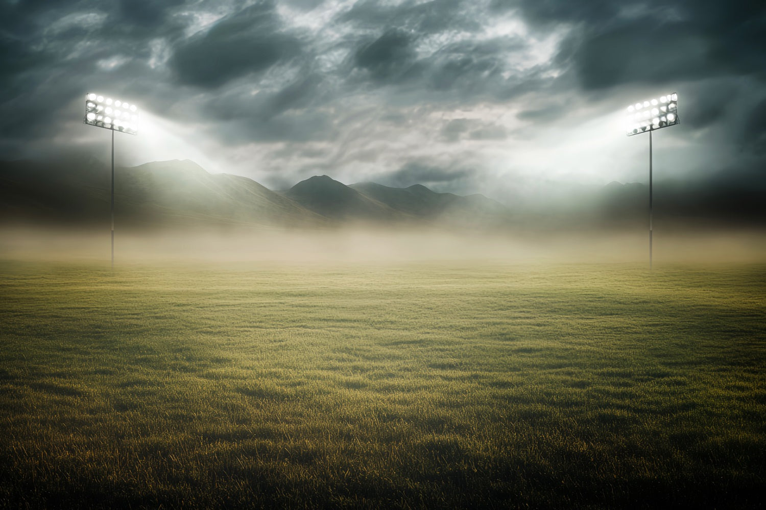 Sports Backdrop Floodlit Foggy Stadium Field Football Stadium Backdrop UK LXX59-324