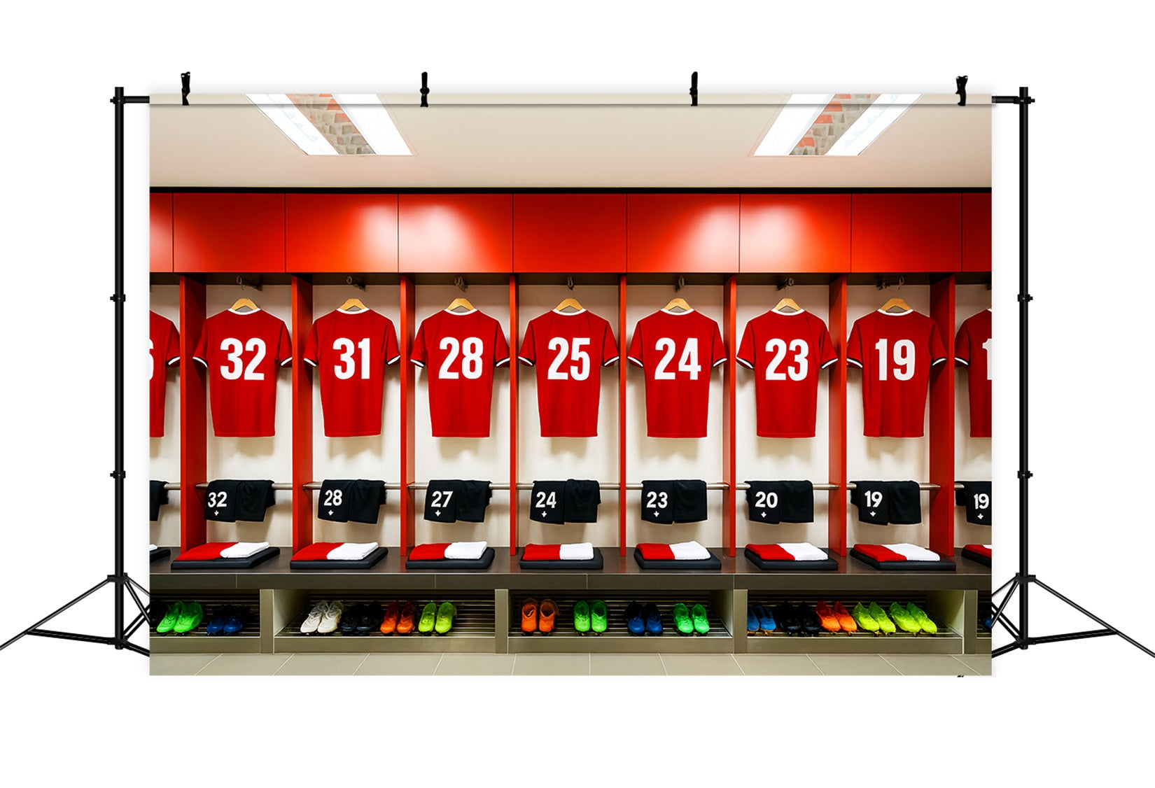 Soccer Backdrops Red Jersey Locker Room Row Sports Backdrops UK LXX59-325