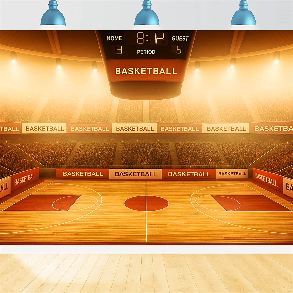 Basketball Backdrops Golden Glow Basketball Arena Sports Backdrop UK LXX59-327