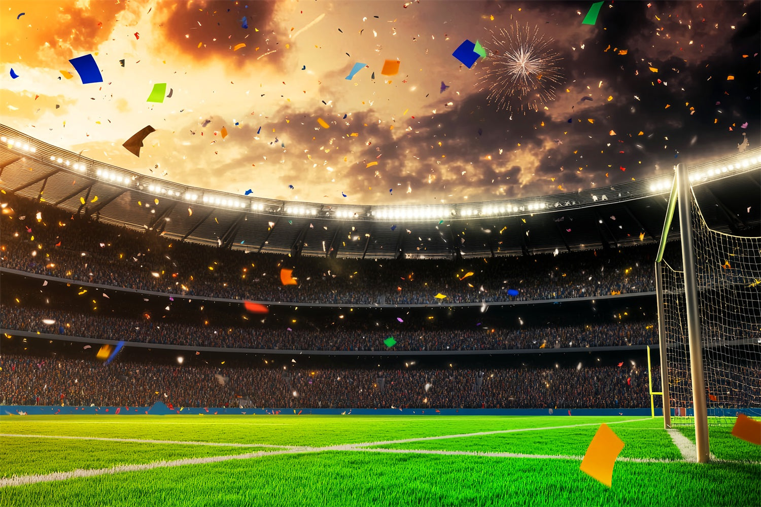 Soccer Backdrops Stadium Celebration Confetti Fireworks Football Stadium Backdrop UK LXX59-328