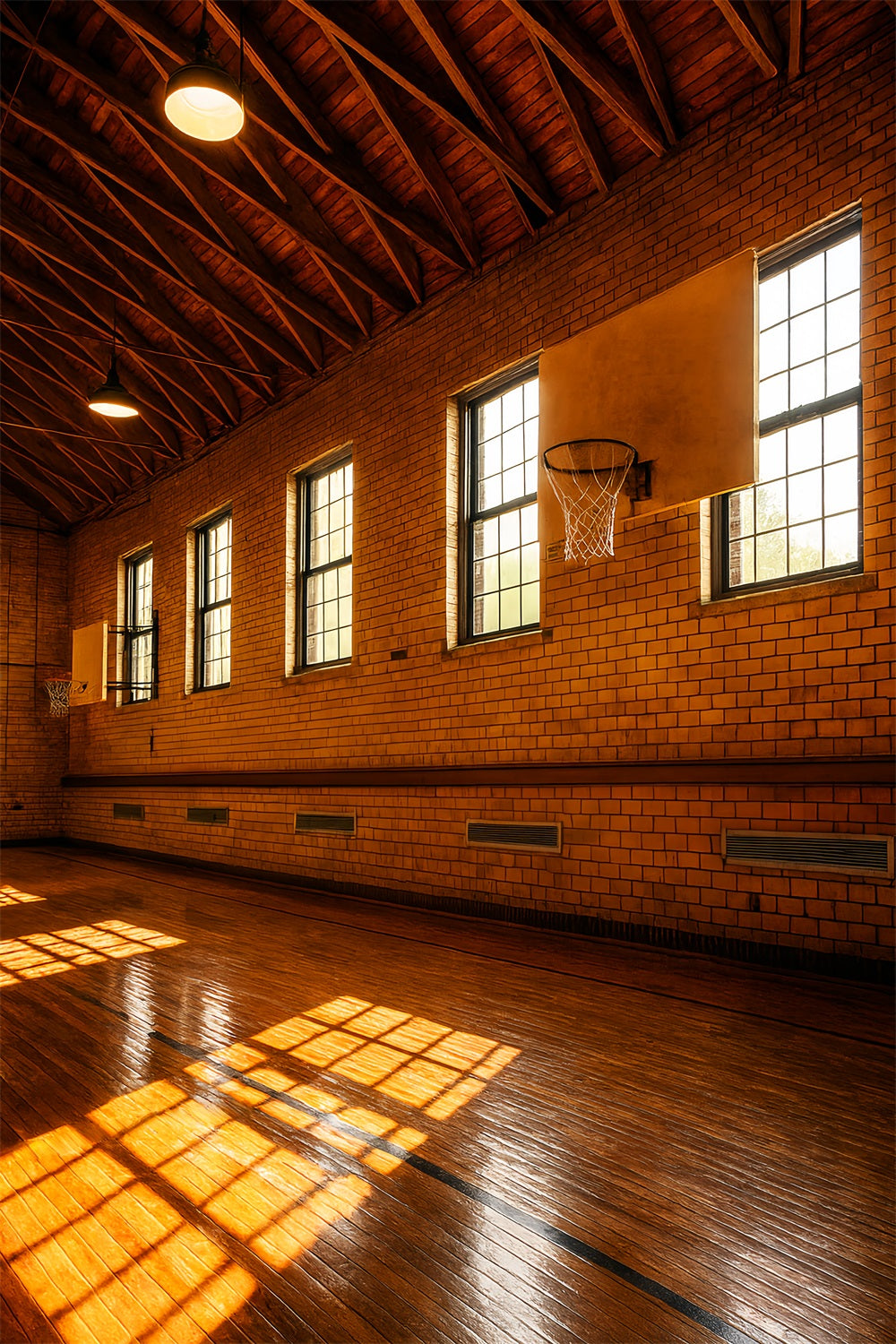 Basketball Backdrops Vintage Brick Basketball Court Sports Backdrops UK LXX59-335