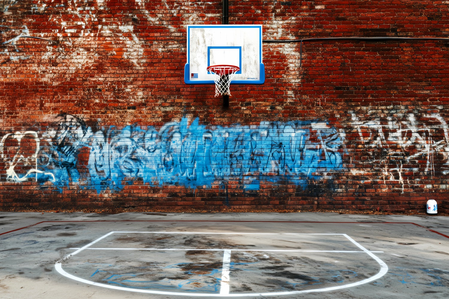 Sports Backdrop Brick Wall Graffiti Hoop Sports Backdrops for Photography UK LXX59-344