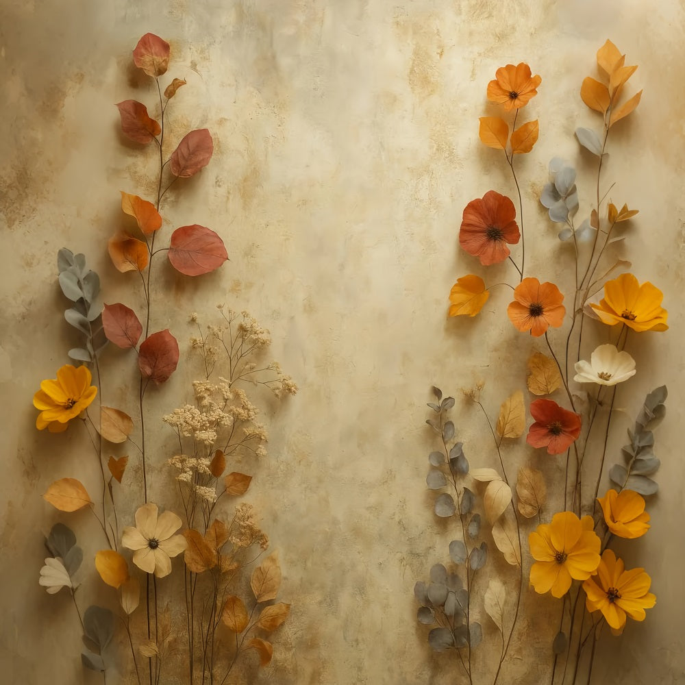 Portrait Backdrops Autumn Dried Floral Texture Portrait Photo Backdrop UK LXX59-425