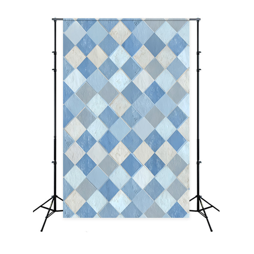Portrait Studio Backdrop Blue Diamond Tile Pattern Family Portrait Backdrop UK LXX59-438