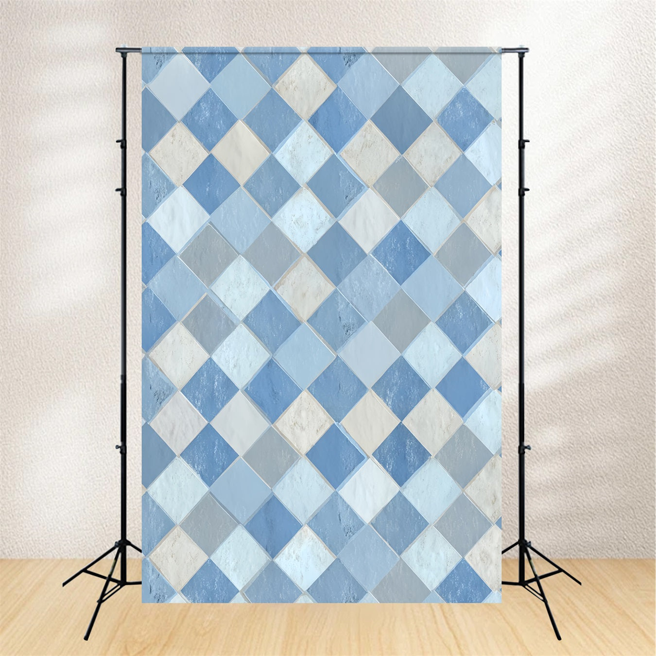 Portrait Studio Backdrop Blue Diamond Tile Pattern Family Portrait Backdrop UK LXX59-438