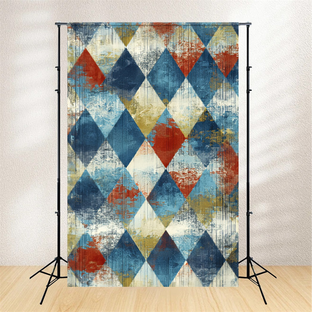 Portrait Photo Backdrop Rustic Blue Red Diamond Texture Studio Portrait Backdrop UK LXX59-441