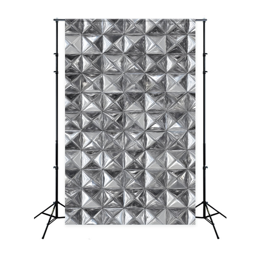 School Portrait Backdrop Silver Geometric Metal Texture Portrait Backdrops UK LXX59-442