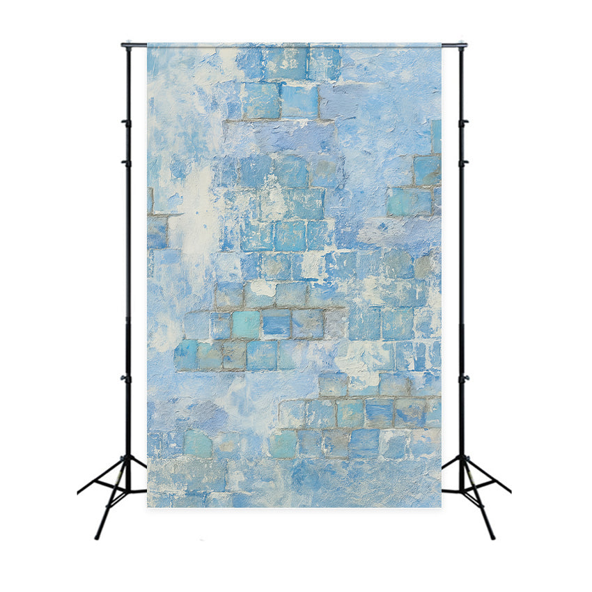 Concrete Wall Backdrop Light Blue Brick Texture Portrait Backdrops UK LXX59-444