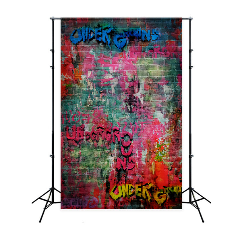 Concrete Photo Backdrop Colorful Urban Graffiti Wall School Portrait Backdrop UK LXX59-458