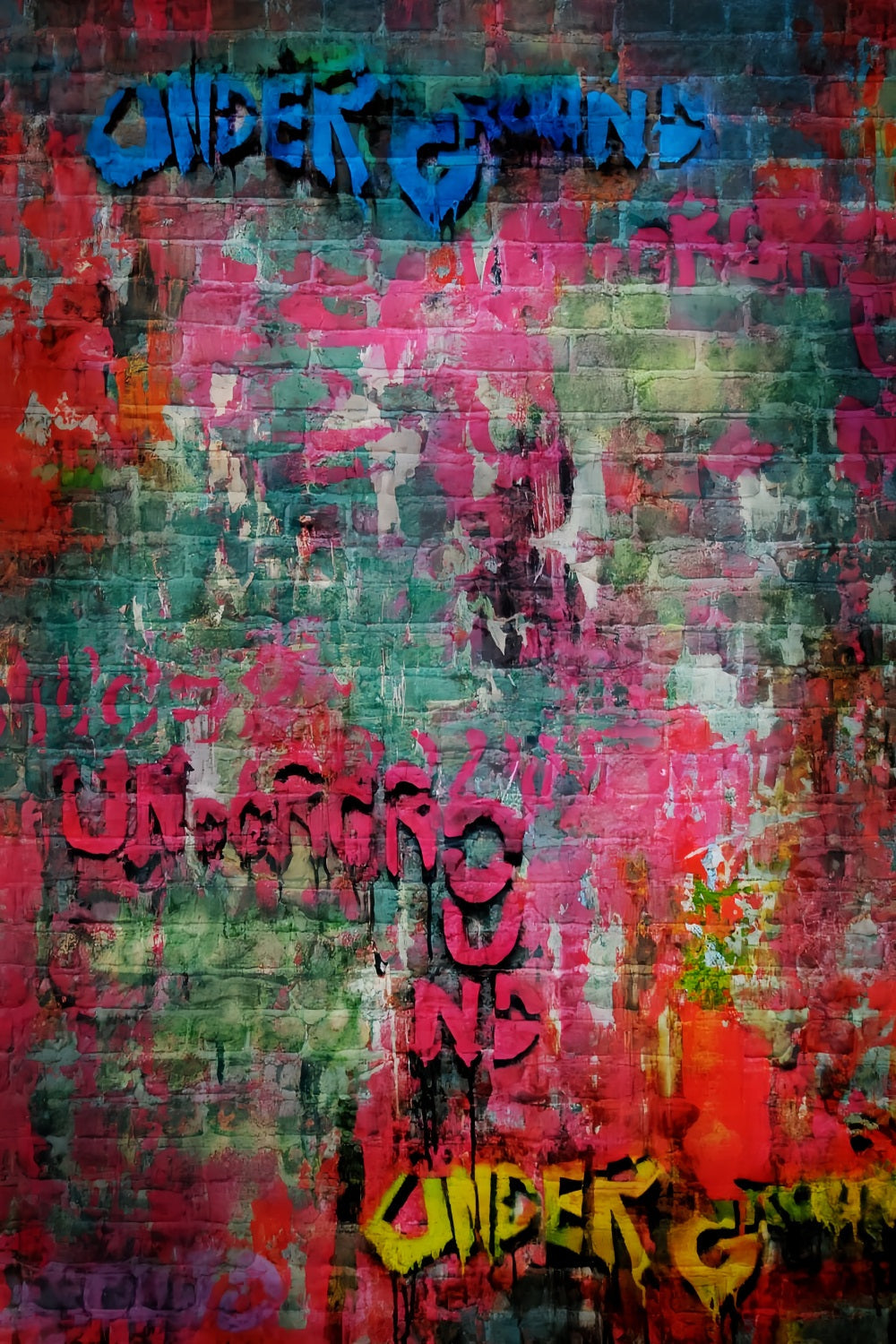 Concrete Photo Backdrop Colorful Urban Graffiti Wall School Portrait Backdrop UK LXX59-458