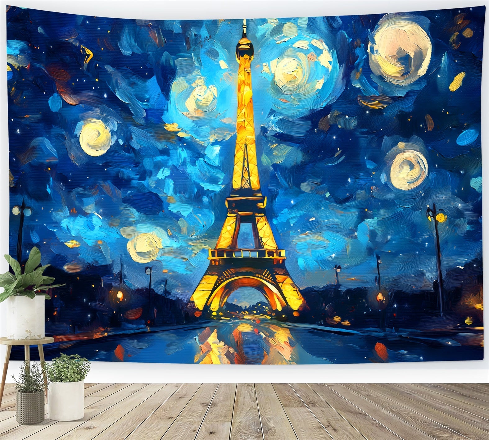 Paris Backdrops Starry Night Painted Eiffel Paris Backdrop for Pictures UK LXX59-79