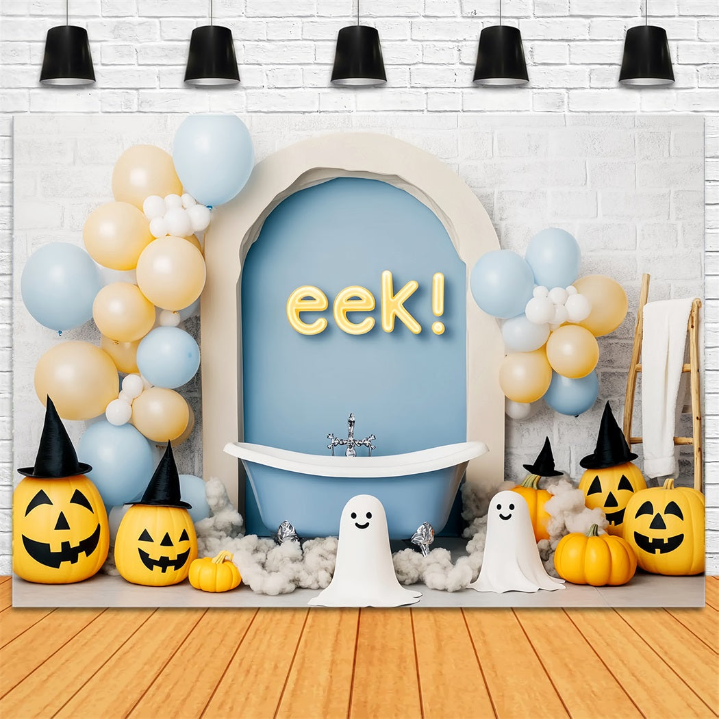 Halloween Ghost Backdrop Smiling Ghosts Balloons Bathtub Halloween Backdrops UK LXX59-87