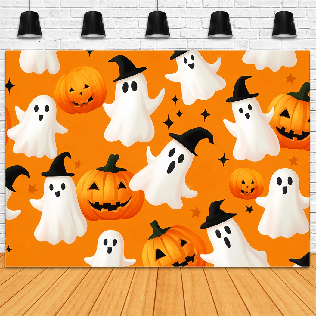 Ghost Backdrop Pumpkin Ghost Pattern Design Halloween Photo Backdrop UK LXX59-88