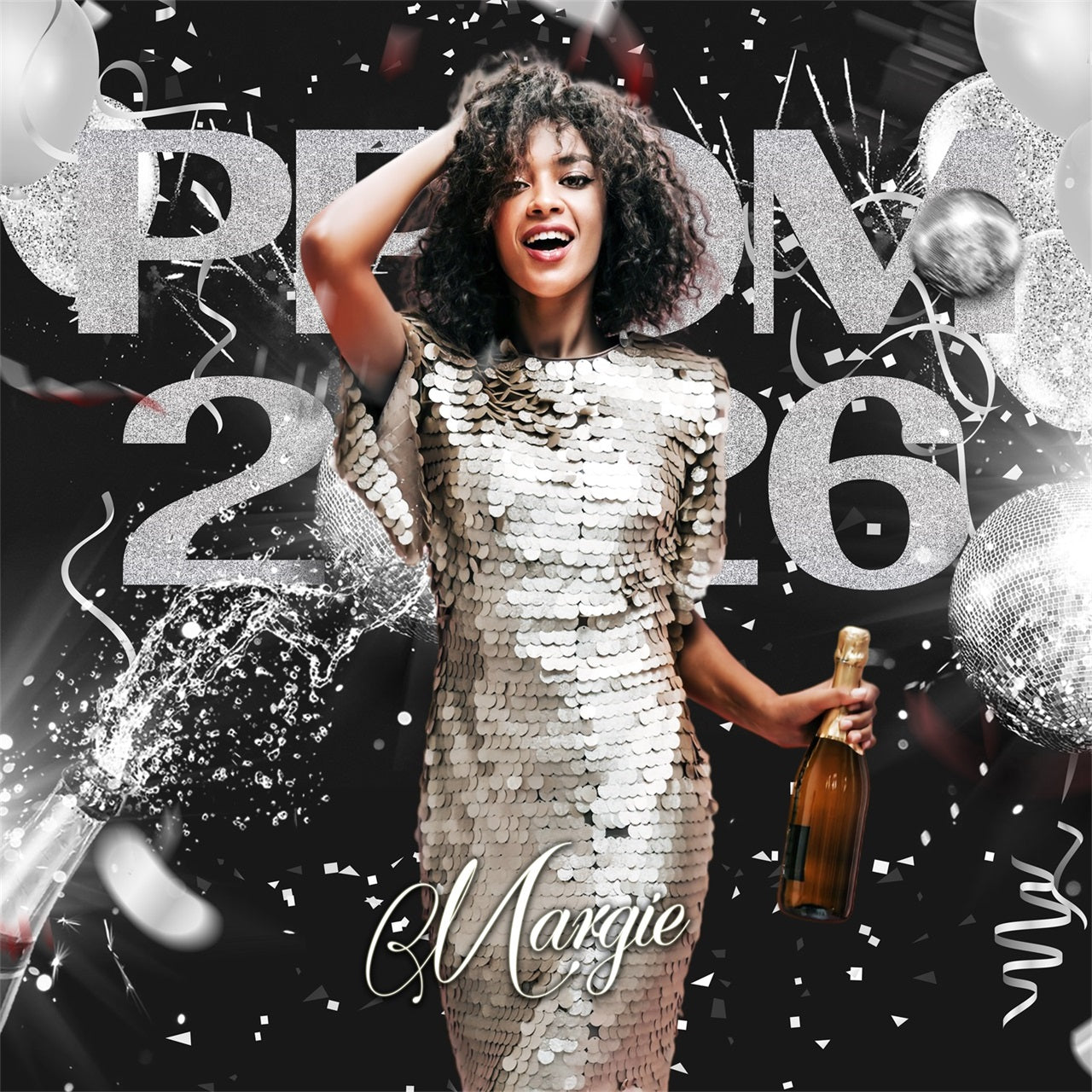 Prom Backdrops Silver Confetti Personalized Party Graduation Backdrop UK LXX6-179