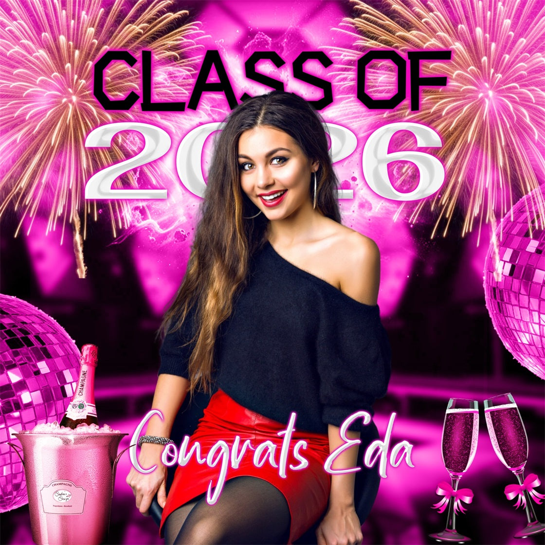 Prom Backdrop Pink Champagne Firework Custom Party Graduation Backdrop UK LXX6-187