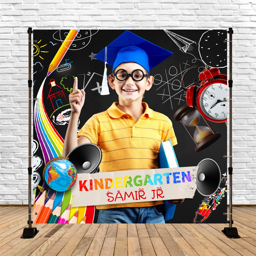 Preschool Graduation Backdrop Playful Doodle Custom Party Graduation Backdrop UK LXX6-205