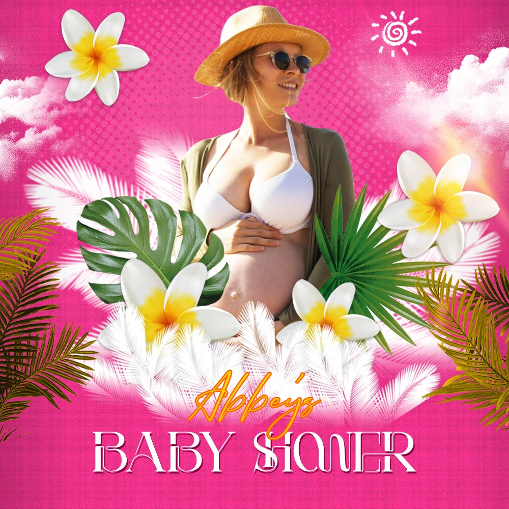 Custom Baby Shower Backdrop Tropical Bloom Summer Backdrop UK LXX6-219