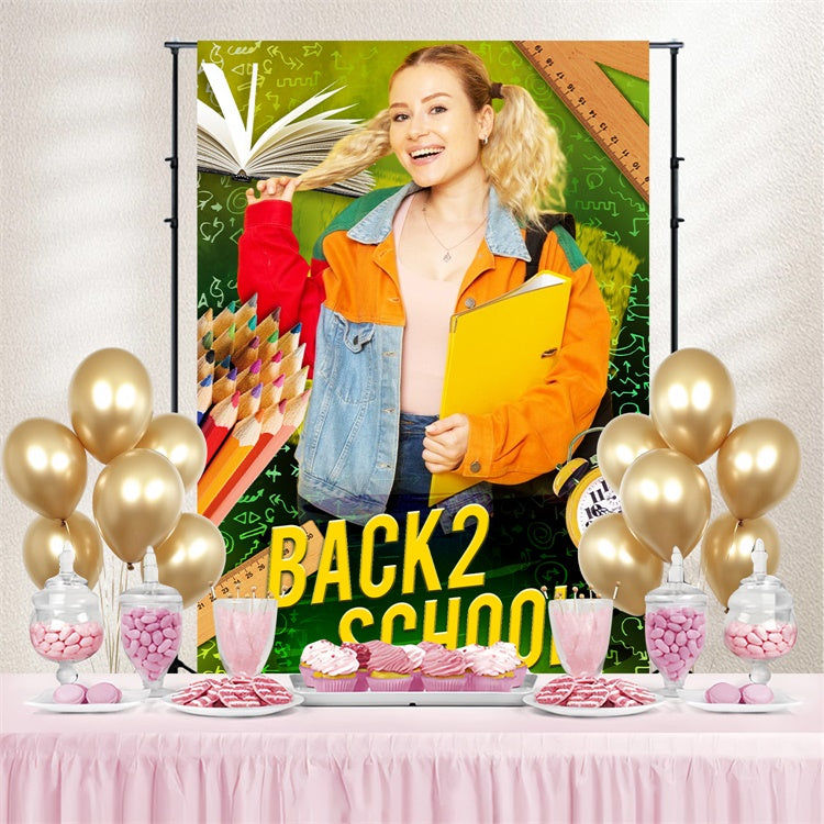 School Picture Backdrop School Tools Smile Customized Backdrop UK LXX6-24