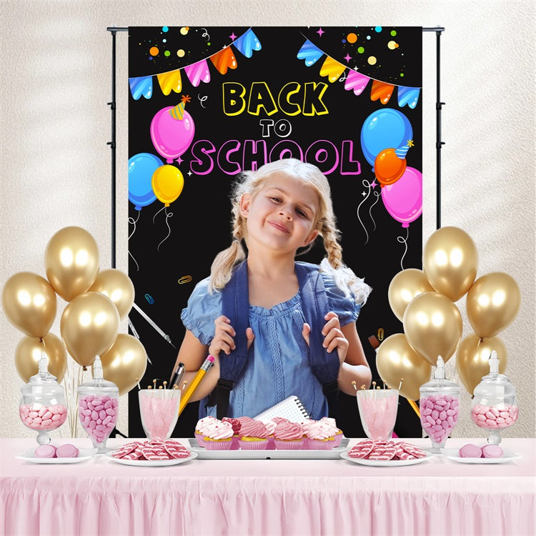 Back To School Photo Backdrop Neon Balloon Custom Backdrop UK LXX6-26