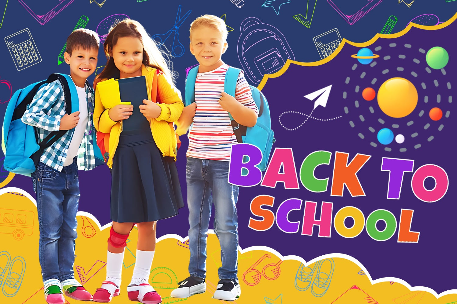 School Photo Backdrop Galaxy School Journey Customized Backdrop UK LXX6-33